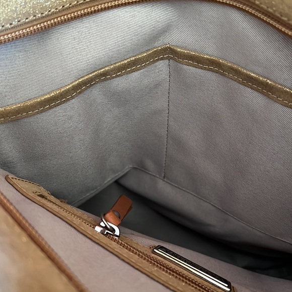 Valentina Gold Metallic tote, leather trim, crossbody option, gold hardw… - Picture 10 of 10